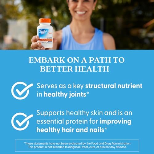 Doctors Best MSM Supplement Capsules for Men & Women   Supports Hair  Skin  Nails  Joint Health & Mobility  3000 mg Per Serving  Delivers Beneficial Sulfur w/OptiMSM  Gluten Free  Non GMO   180 Caps