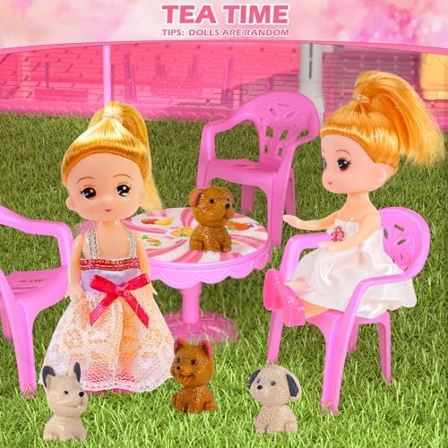 Dollhouses for Girls  Housetoys with Furniture  4 Floor 10 Rooms DIY House Slide Accessories  Toddler Playhouse with 2 Princesses  Toys for for 3 4 5 6 7 8 9 10 Year Old Girls