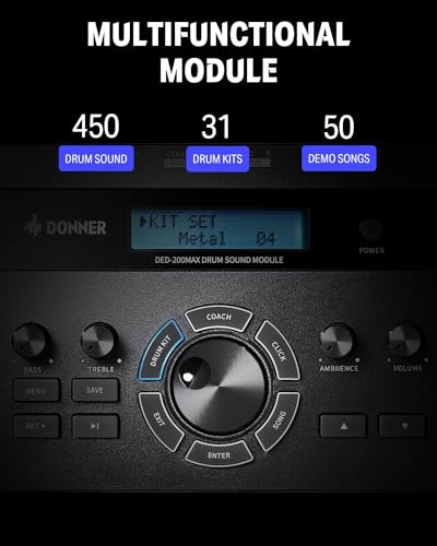 Donner DED 200 MAX Electronic Drum Set with Industry Standard Mesh Heads  10 Snare  8  Tom  10 Tom  12 Crash  450  Authentic Sounds for Optimal Performance and Feel NEW