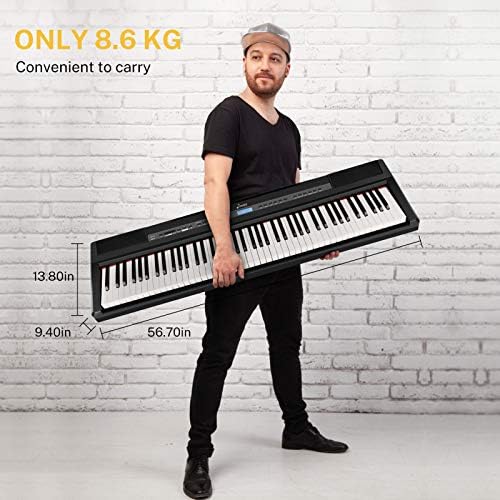 Donner DEP 20 Beginner Digital Piano 88 Key Full Size Weighted Keyboard  Portable Electric Piano with Sustain Pedal  Power Supply