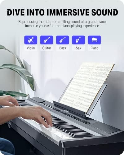 Donner DEP 20 Beginner Digital Piano 88 Key Full Size Weighted Keyboard  Portable Electric Piano with Sustain Pedal  Power Supply