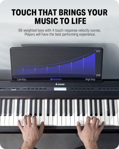 Donner DEP 20 Beginner Digital Piano 88 Key Full Size Weighted Keyboard  Portable Electric Piano with Sustain Pedal  Power Supply