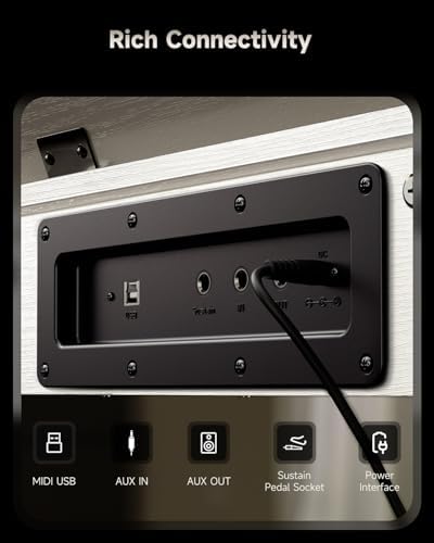 Donner OURA DDP-60 Piano digital de 88 teclas: teclado de tamaño completo, tacto sensible, 8 reverberaciones, grabación, 128 voces. Incluye tres pedales, teclado de piano eléctrico para principiantes