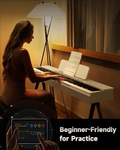 Donner OURA DDP-60 Piano digital de 88 teclas: teclado de tamaño completo, tacto sensible, 8 reverberaciones, grabación, 128 voces. Incluye tres pedales, teclado de piano eléctrico para principiantes