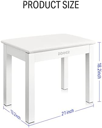 Donner Piano Bench with Storage  Solid Wood Keyboard Bench Piano Bookcase Stool Chair Seat with High Density Sponges Pad  Black