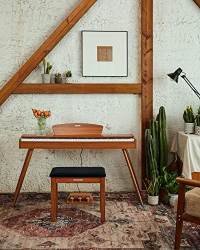 Donner Piano Bench with Storage  Solid Wood Keyboard Bench Piano Bookcase Stool Chair Seat with High Density Sponges Pad  Black