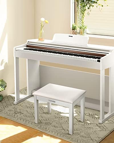 Donner Piano Bench with Storage  Solid Wood Keyboard Bench Piano Bookcase Stool Chair Seat with High Density Sponges Pad  Black