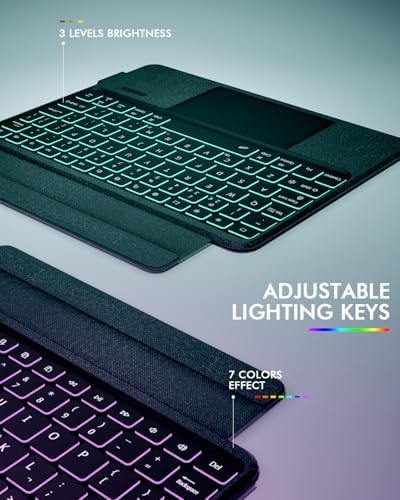 Doohoeek Keyboard Folio for Samsung Galaxy S10 Fe 10 9 2025 / S9 FE / S9  Bluetooth Keyboard Touch with 7 Color Backlit & Any Angle Stand & Cover Case for Galaxy S10 Fe 10 9 Inch Accessory