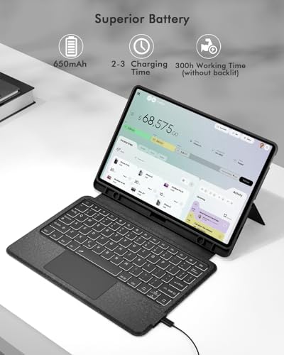 Doohoeek Keyboard Folio for Samsung Galaxy S10 Fe 10 9 2025 / S9 FE / S9  Bluetooth Keyboard Touch with 7 Color Backlit & Any Angle Stand & Cover Case for Galaxy S10 Fe 10 9 Inch Accessory