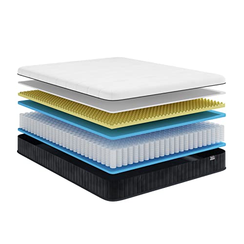 Double Mattress 12 Inch Full Size Hybrid Mattresses  Full Bed Matress in a Box  Pressure Relief & Fiberglass Free  Firm Mattress Double Size