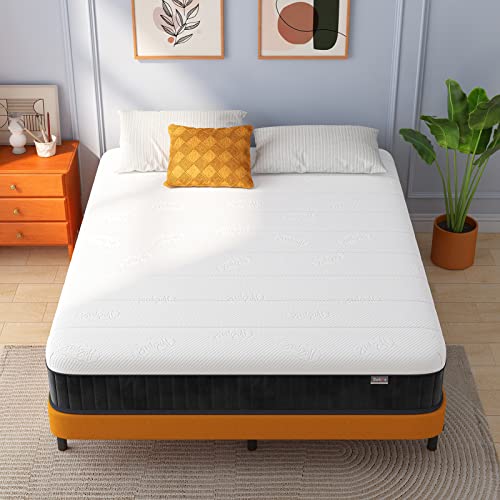 Double Mattress 12 Inch Full Size Hybrid Mattresses  Full Bed Matress in a Box  Pressure Relief & Fiberglass Free  Firm Mattress Double Size