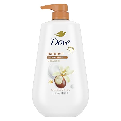 Dove Body Wash with Pump Pamper Shea Butter & Vanilla for 24hr Lotion Soft Skin Moisturizing Skin Cleanser with No Sulfates No Parabens 30 6 oz