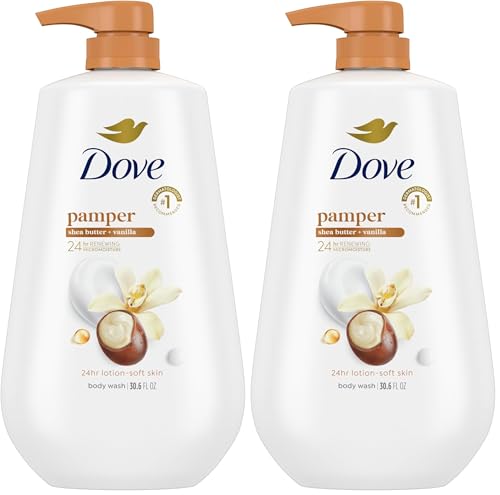 Dove Body Wash with Pump Pamper Shea Butter & Vanilla for 24hr Lotion Soft Skin Moisturizing Skin Cleanser with No Sulfates No Parabens 30 6 oz