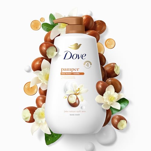 Dove Body Wash with Pump Pamper Shea Butter & Vanilla for 24hr Lotion Soft Skin Moisturizing Skin Cleanser with No Sulfates No Parabens 30 6 oz
