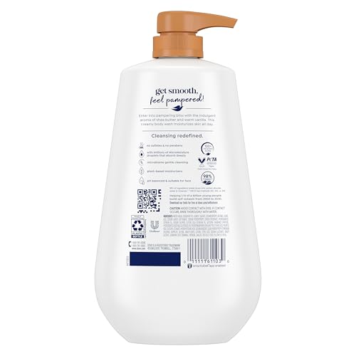 Dove Body Wash with Pump Pamper Shea Butter & Vanilla for 24hr Lotion Soft Skin Moisturizing Skin Cleanser with No Sulfates No Parabens 30 6 oz