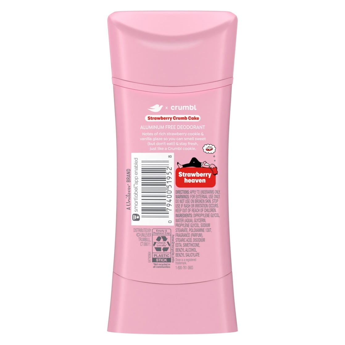 Dove Crumbl Limited Edtion Deodorant Stick Strawberry Crumb Cake  2 6 oz