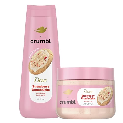 Dove Moisturizing Strawberry Crumb Cake Body Wash & Scrub Combo  20oz Wash   15oz Scrub  Limited Edition  Paraben & Sulfate Free  For Body  Improves Skin Texture  Moisturizes