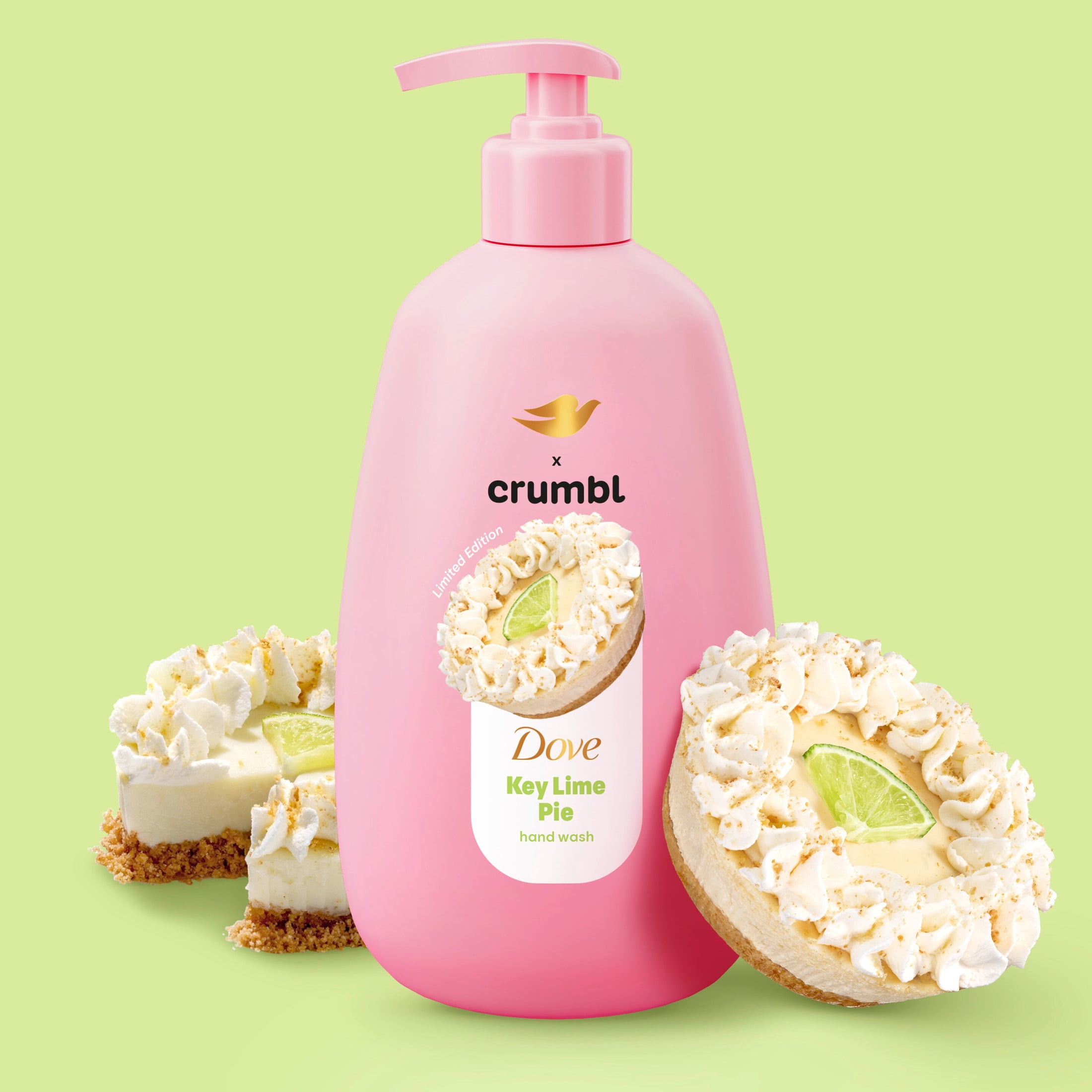 Dove & Crumbl Limited Edition Liquid Hand Soap Key Lime Pie Cleanses & Nourishes Hands  12 fl oz