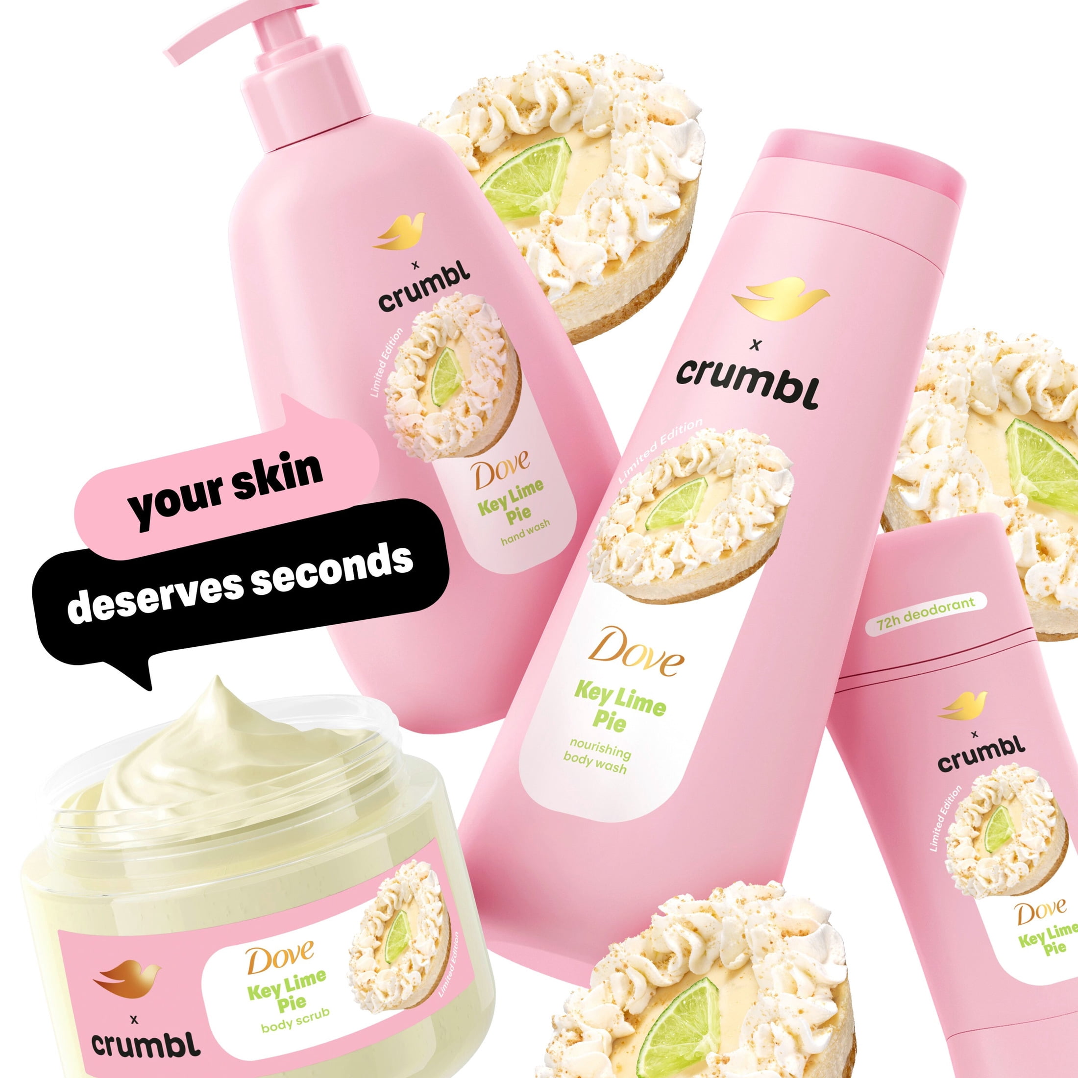Dove & Crumbl Limited Edition Liquid Hand Soap Key Lime Pie Cleanses & Nourishes Hands  12 fl oz