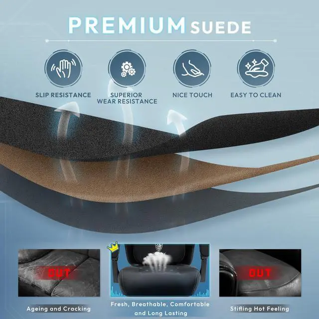 Dowinx Gaming Chair Fabric with Heated Shiatsu Massage Lumbar Support  Big and Tall Game Chair Breathable with Footrest and Pocket Spring Cushion  High Back Computer Chair for Adult  Black