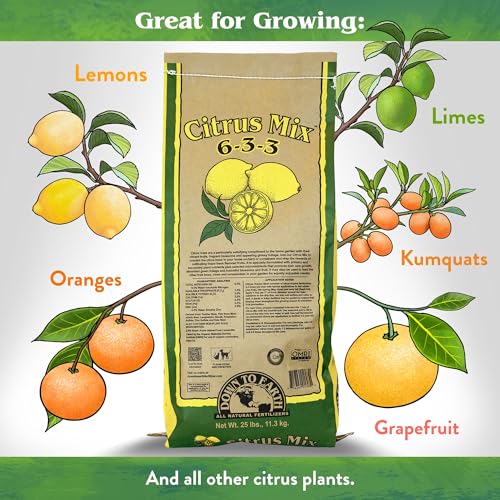Down To Earth All Natural Fertilizers Organic Citrus Mix   Plant Food for Lemons  Limes  Oranges and Avocados 6 3 3  25 lb