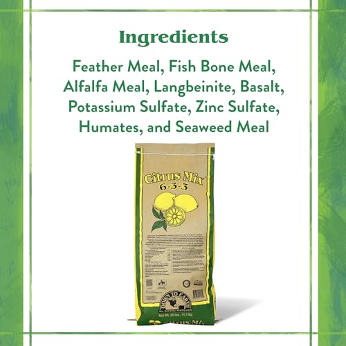 Down To Earth All Natural Fertilizers Organic Citrus Mix   Plant Food for Lemons  Limes  Oranges and Avocados 6 3 3  25 lb