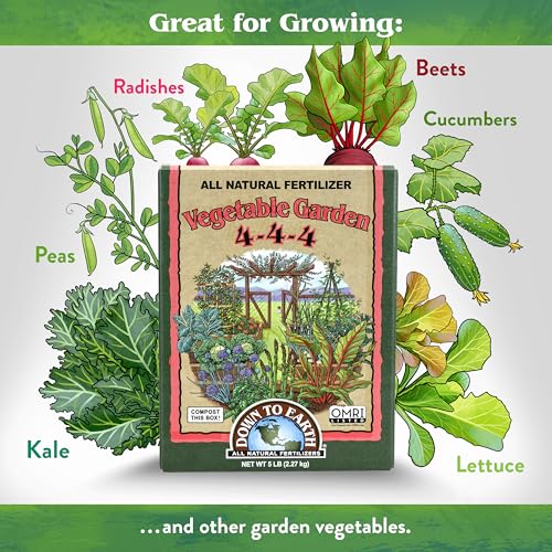 Down To Earth All Natural Fertilizers Organic Vegetable Garden   Plant Food for Vegetables  Herbs  Greens and Raised Beds 4 4 4  5 lb