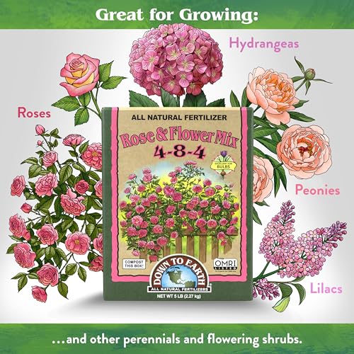 Down To Earth All Natural Fertilizers Organic Rose & Flower Mix   Plant Food for Roses  Bulbs  Flowers and Ornamentals 4 8 4  1 lb