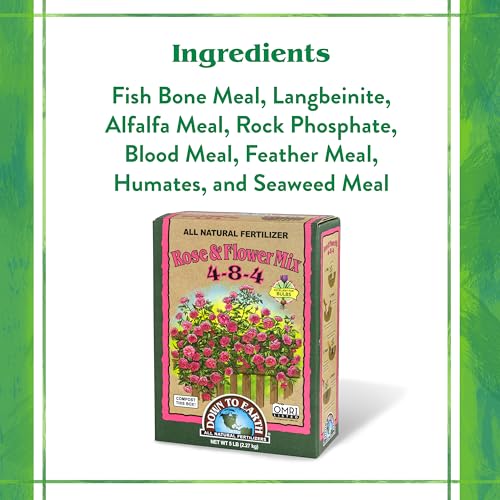 Down To Earth All Natural Fertilizers Organic Rose & Flower Mix   Plant Food for Roses  Bulbs  Flowers and Ornamentals 4 8 4  1 lb