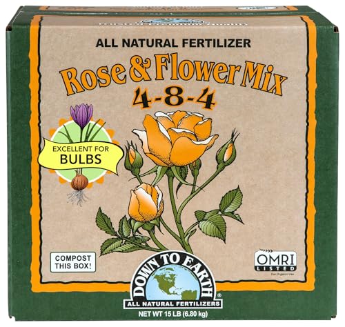 Down To Earth All Natural Fertilizers Organic Rose & Flower Mix   Plant Food for Roses  Bulbs  Flowers and Ornamentals 4 8 4  1 lb