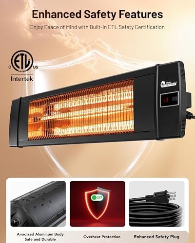 Dr Infrared Heater DR 238 Carbon Infrared Outdoor Heater for Restaurant  Patio  Backyard  Garage  and Decks  Standard  Black