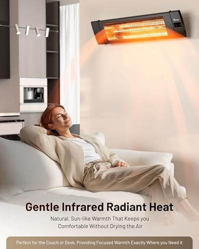 Dr Infrared Heater DR 238 Carbon Infrared Outdoor Heater for Restaurant  Patio  Backyard  Garage  and Decks  Standard  Black