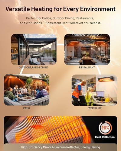 Dr Infrared Heater DR 238 Carbon Infrared Outdoor Heater for Restaurant  Patio  Backyard  Garage  and Decks  Standard  Black