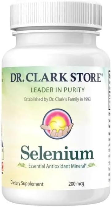 Dr  Clark Selenium Supplement 200 Mcg   Dietary Capsules with Essential Mineral   Improves Thyroid Function  Immune Support   100 Capsules