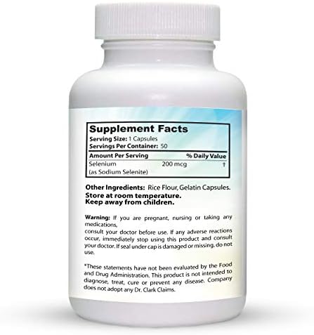 Dr  Clark Selenium Supplement 200 Mcg   Dietary Capsules with Essential Mineral   Improves Thyroid Function  Immune Support   100 Capsules