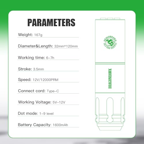 Dragonhawk A1 Beginner Tattoo Kit  Wireless Complete Pro Tattoo Gun Pen Machine Kit  Cartridges Tattoo Machine Needles