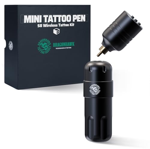 Dragonhawk Complete Tattoo Gun Kit Cordless Tattoo Machine Pen Kit Beginner Pro Tattoo Kit Cartridges Needles Coreless Motor 3 5mm Stroke Length