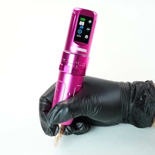 Dragonhawk L3 Tattoo Kit  Cordless/Cord Complete Tattoo Gun Kit Pen Machine  7 Strokes Length  2 Batteries 2 000mAh Power Supply with Extra Battery Rca Jack Part  Pro Tattoo Needles for Beginner