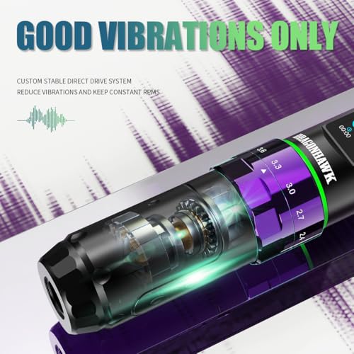 Dragonhawk L3 Tattoo Kit  Cordless/Cord Complete Tattoo Gun Kit Pen Machine  7 Strokes Length  2 Batteries 2 000mAh Power Supply with Extra Battery Rca Jack Part  Pro Tattoo Needles for Beginner