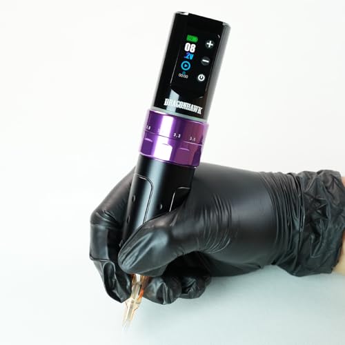 Dragonhawk L3 Tattoo Kit  Cordless/Cord Complete Tattoo Gun Kit Pen Machine  7 Strokes Length  2 Batteries 2 000mAh Power Supply with Extra Battery Rca Jack Part  Pro Tattoo Needles for Beginner