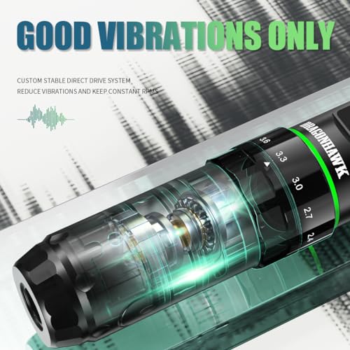 Dragonhawk L3 Tattoo Kit  Cordless/Cord Complete Tattoo Gun Kit Pen Machine  7 Strokes Length  2 Batteries 2 000mAh Power Supply with Extra Battery Rca Jack Part  Pro Tattoo Needles for Beginner