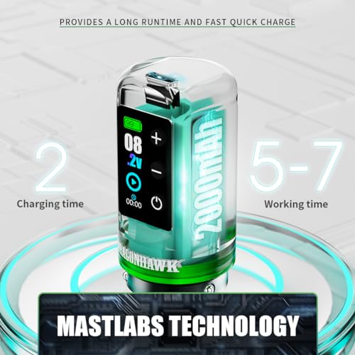 Dragonhawk L3 Tattoo Kit  Cordless/Cord Complete Tattoo Gun Kit Pen Machine  7 Strokes Length  2 Batteries 2 000mAh Power Supply with Extra Battery Rca Jack Part  Pro Tattoo Needles for Beginner