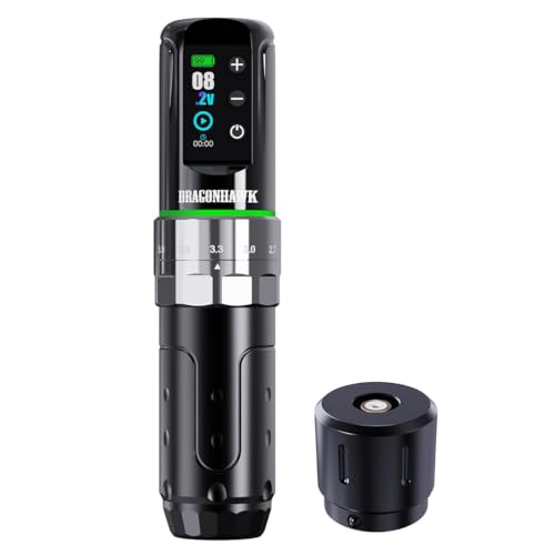 Dragonhawk L3 Tattoo Kit  Cordless/Cord Complete Tattoo Gun Kit Pen Machine  7 Strokes Length  2 Batteries 2 000mAh Power Supply with Extra Battery Rca Jack Part  Pro Tattoo Needles for Beginner
