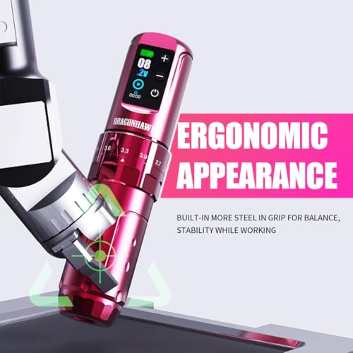 Dragonhawk L3 Tattoo Kit  Cordless/Cord Complete Tattoo Gun Kit Pen Machine  7 Strokes Length  2 Batteries 2 000mAh Power Supply with Extra Battery Rca Jack Part  Pro Tattoo Needles for Beginner