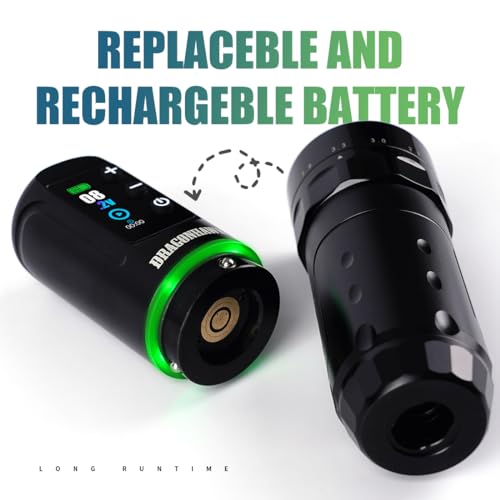 Dragonhawk L3 Tattoo Kit  Cordless/Cord Complete Tattoo Gun Kit Pen Machine  7 Strokes Length  2 Batteries 2 000mAh Power Supply with Extra Battery Rca Jack Part  Pro Tattoo Needles for Beginner