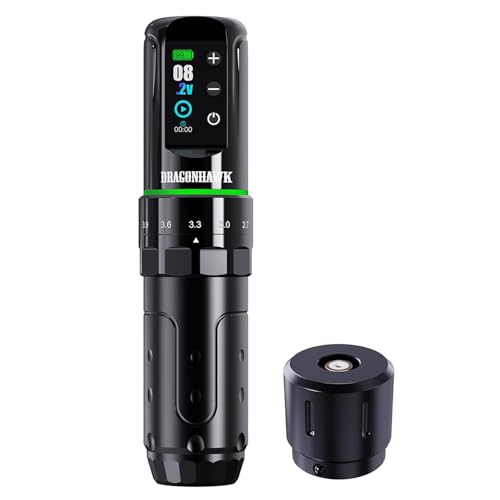 Dragonhawk L3 Tattoo Kit  Cordless/Cord Complete Tattoo Gun Kit Pen Machine  7 Strokes Length  2 Batteries 2 000mAh Power Supply with Extra Battery Rca Jack Part  Pro Tattoo Needles for Beginner
