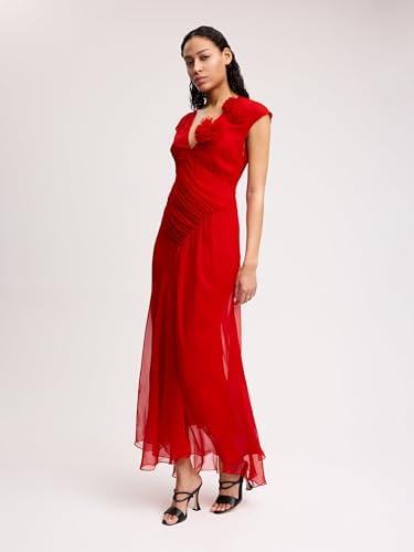 Draped Chiffon Carnation Dress
