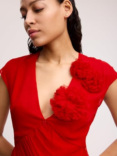 Draped Chiffon Carnation Dress