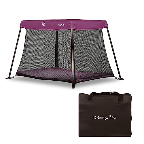 Dream On Me Travel Light Baby Playard with Zipper Access Door  Breathable Mesh Sides with Soft Comfortable Mattress  Easy Fold Design with Travel Carry Bag  Compact Space Saving Design   Black