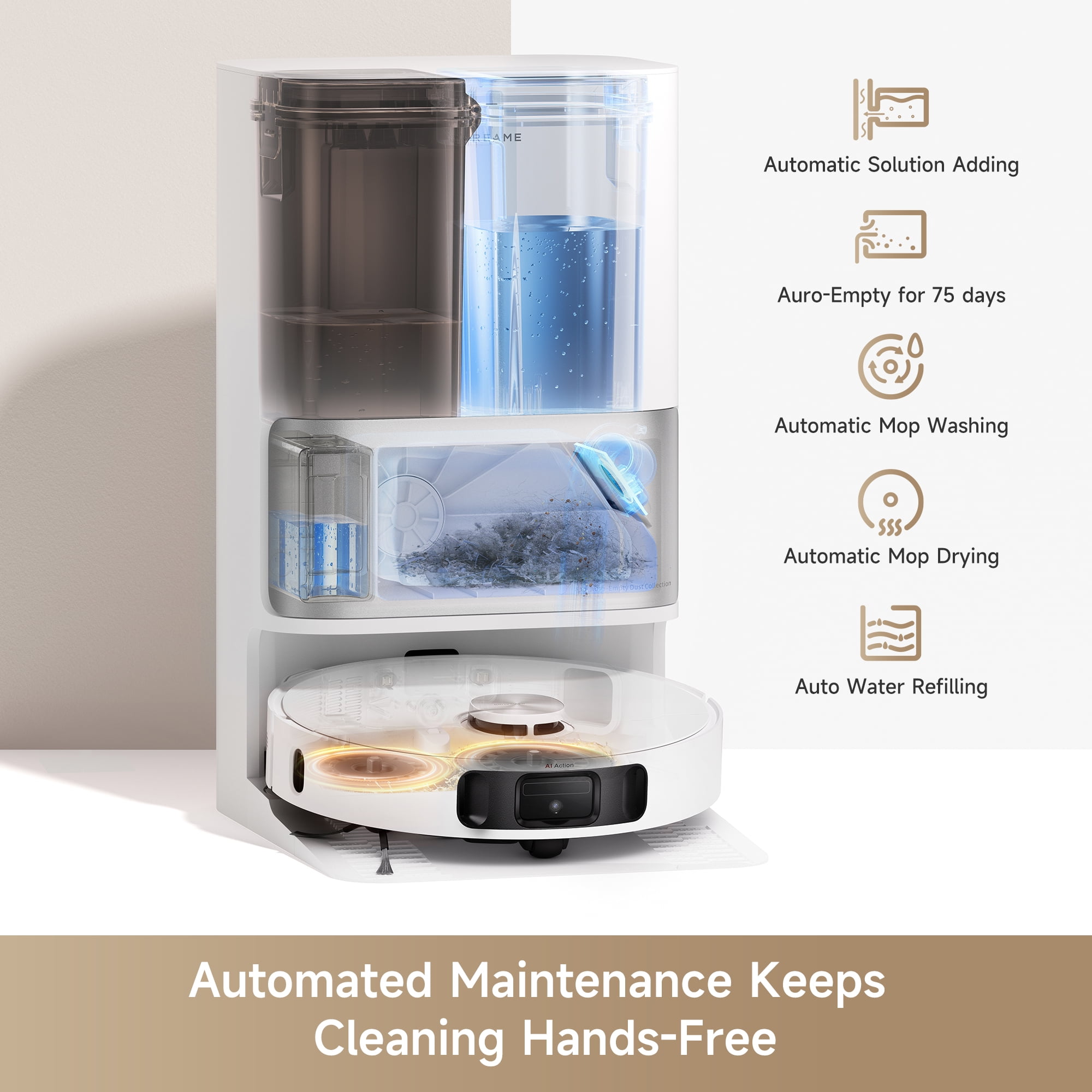 Dreame 2 in 1 Robot Vacuum and Mop  10KPa Suction  MopExtend  Self Emptying Base for 75 Days of Cleaning  Self cleaning and drying mops  Carpet Boost  L10s Ultra Gen2 Cleaning Bundle